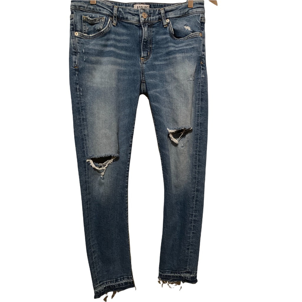 Agolde Womens Lara Slim Skinny‎ Jeans Blue Distressed Stretch Pockets Denim 29